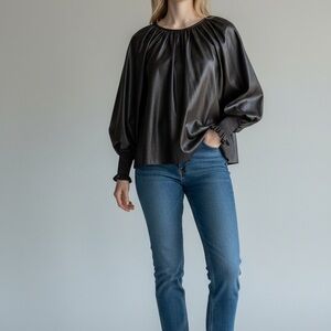 Ramy Brook Black Faux Leather Top
